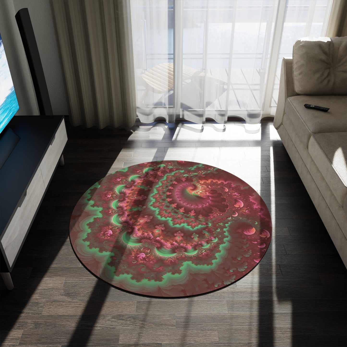Round Rug - Mandelbrot Fractal Pink