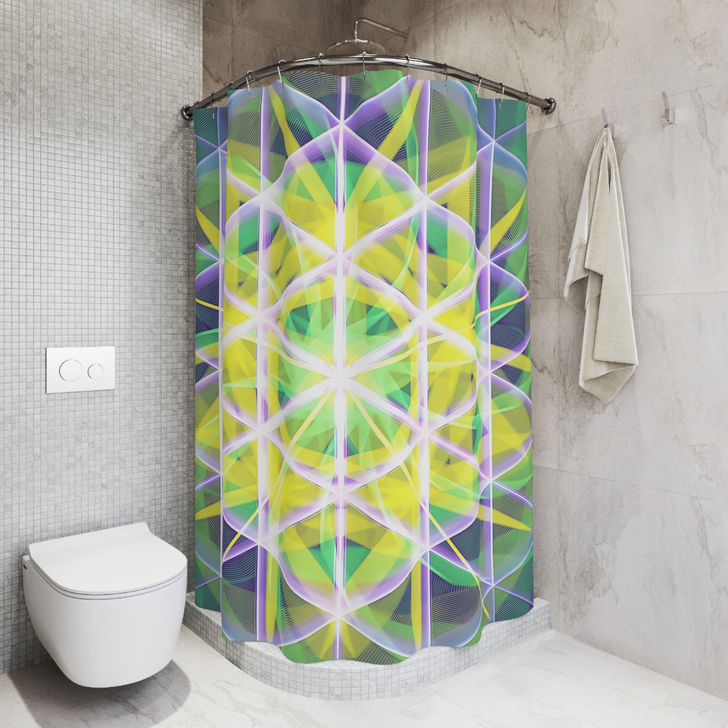 Polyester Shower Curtain - Catherine Wheel Grid 1