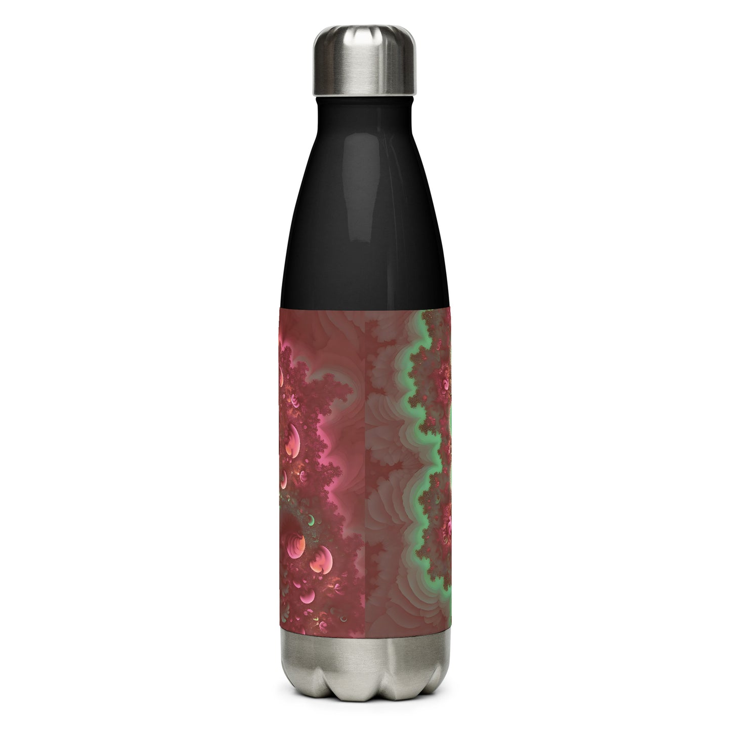 Stainless steel water bottle - Mandelbrot Fractal Pink