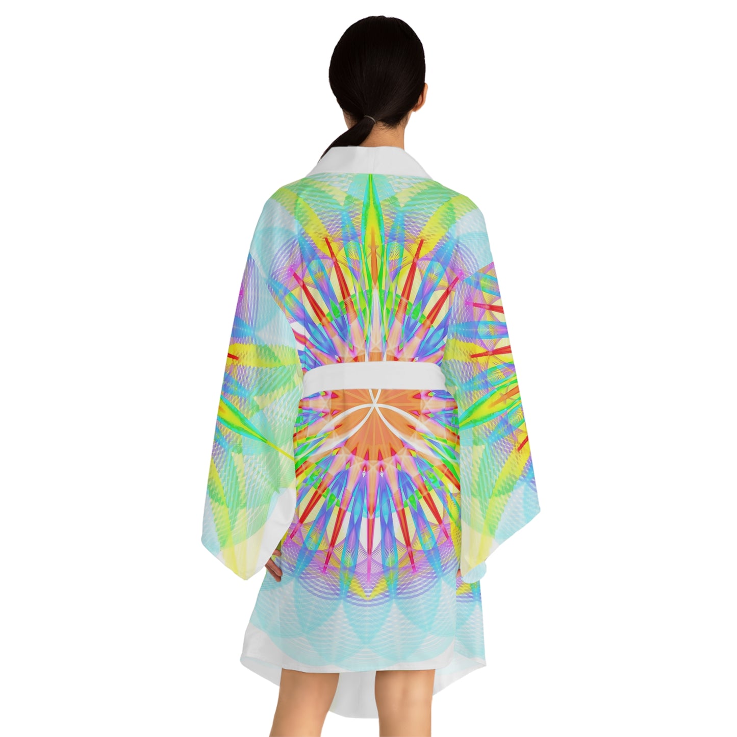 Long Sleeve Kimono Robe (AOP) - Star Flower