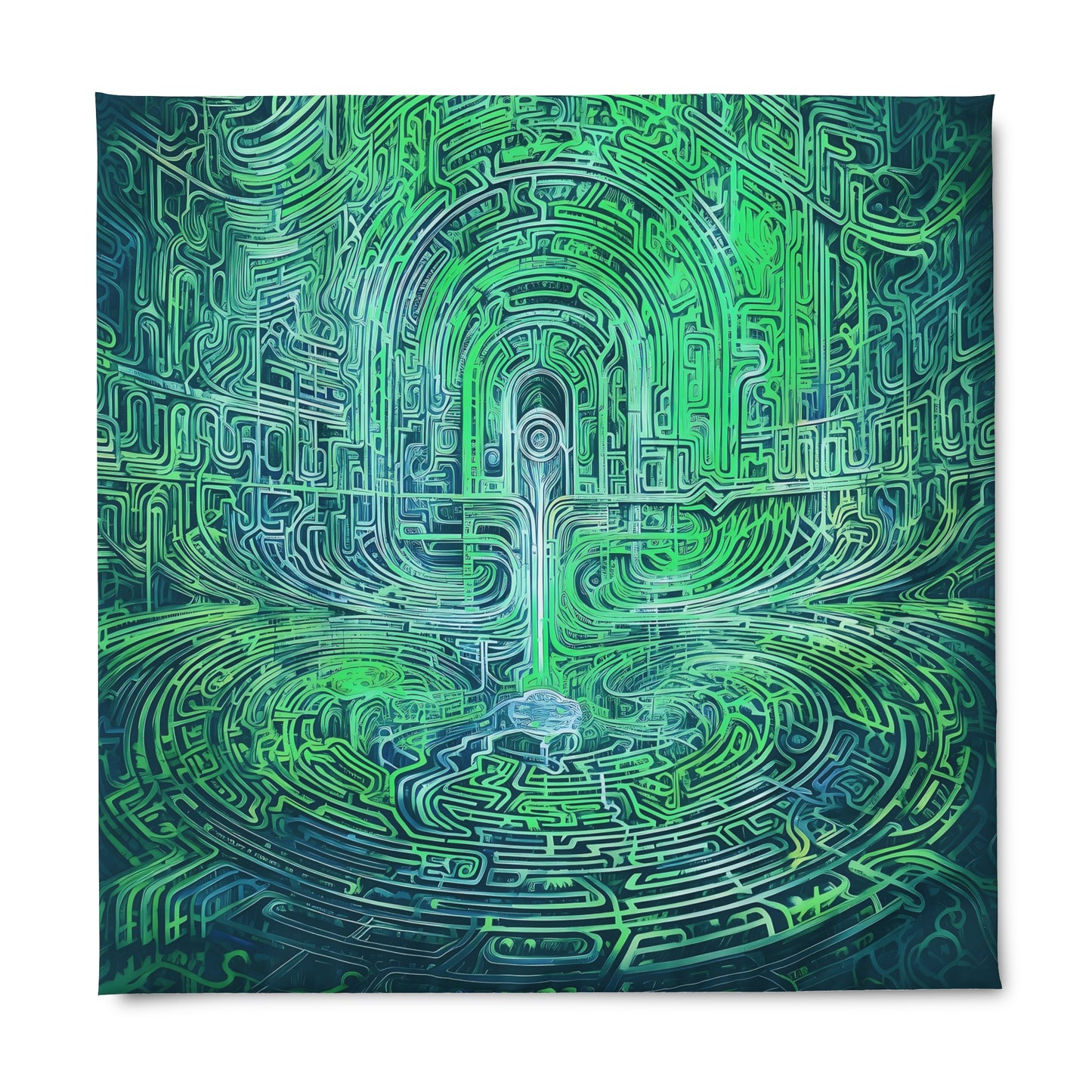 Duvet Cover - Mind Labyrinth Green