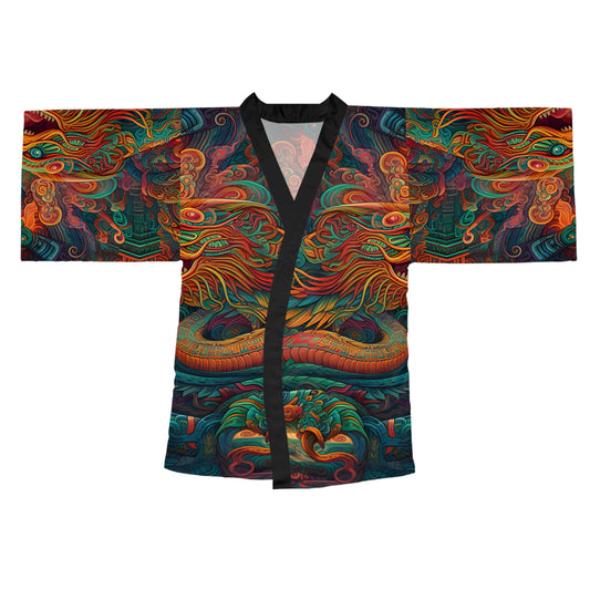 Long Sleeve Kimono Robe (AOP) - Quetzalcoatl 1