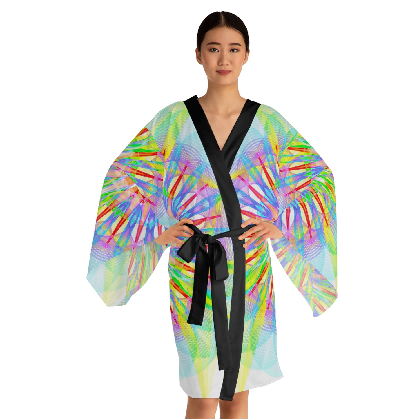 Long Sleeve Kimono Robe (AOP) - Star Flower