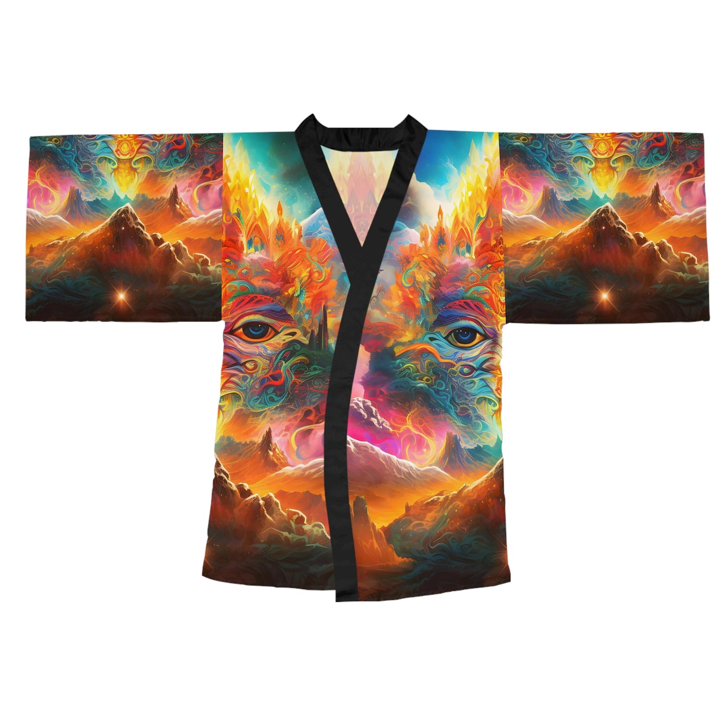 Long Sleeve Kimono Robe (AOP) - Celestial Rapture