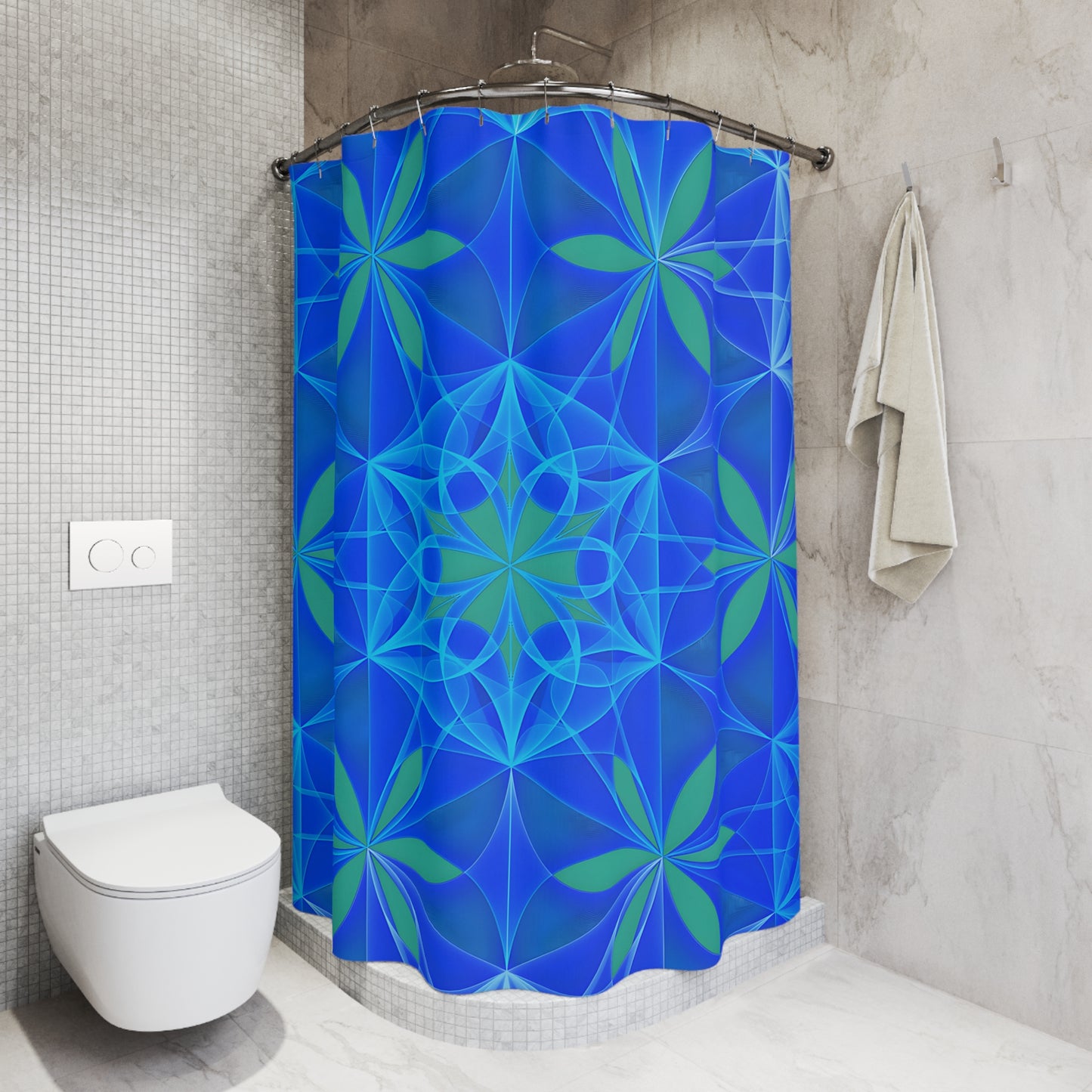 Polyester Shower Curtain - Blue Seeds