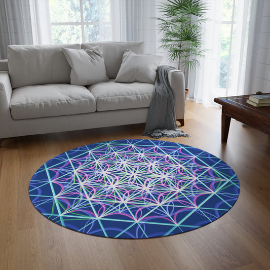 Round Rug - Life Seeds Blue