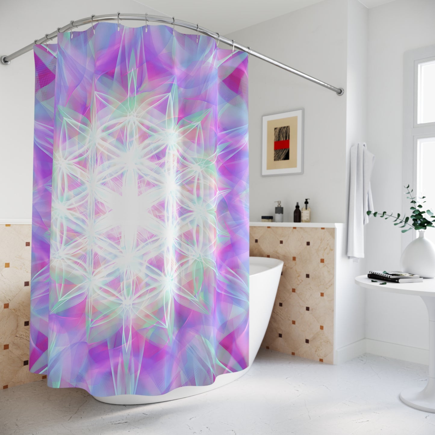 Polyester Shower Curtain - Pink Seeds