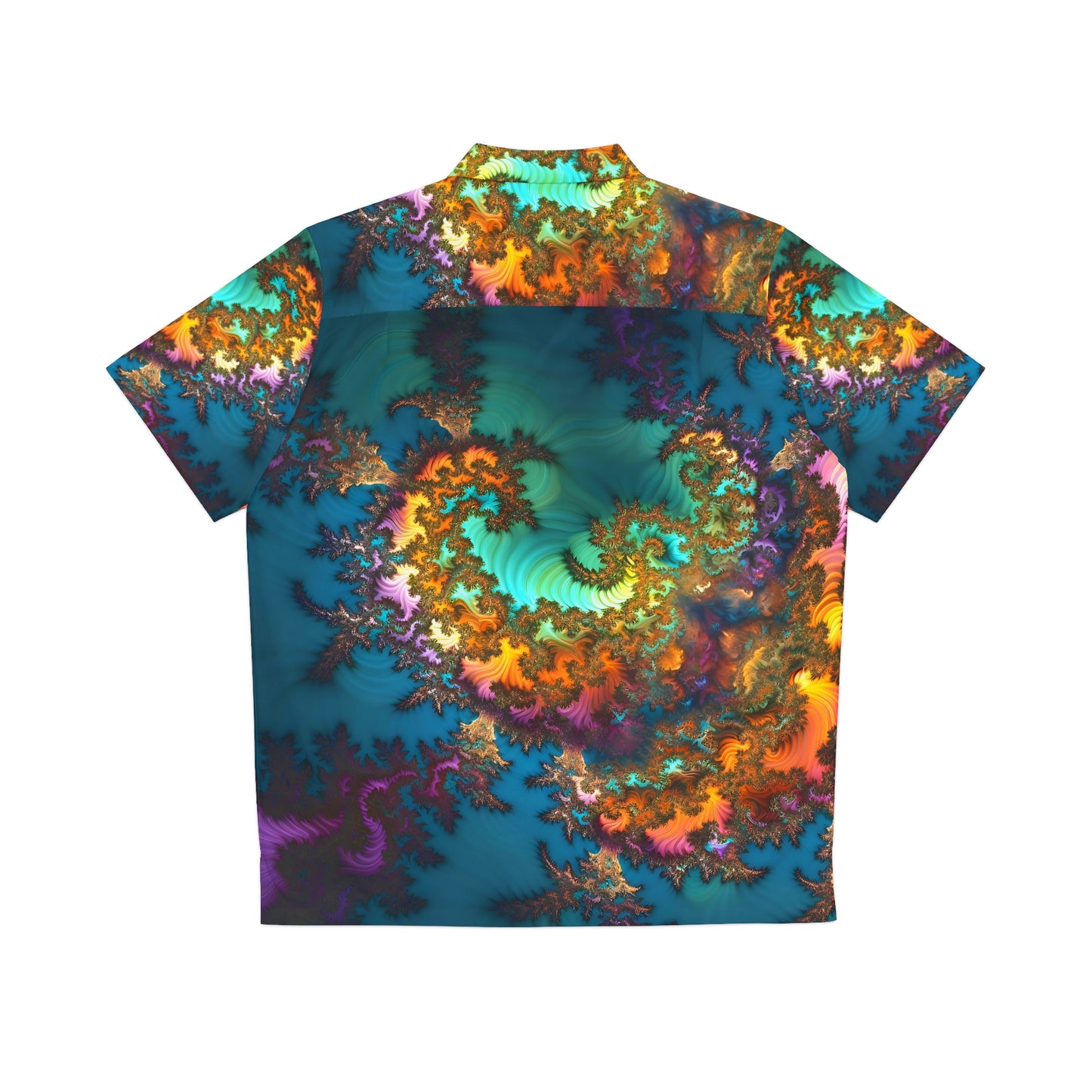 Men's Hawaiian Shirt (AOP) - Fractals Turquoise