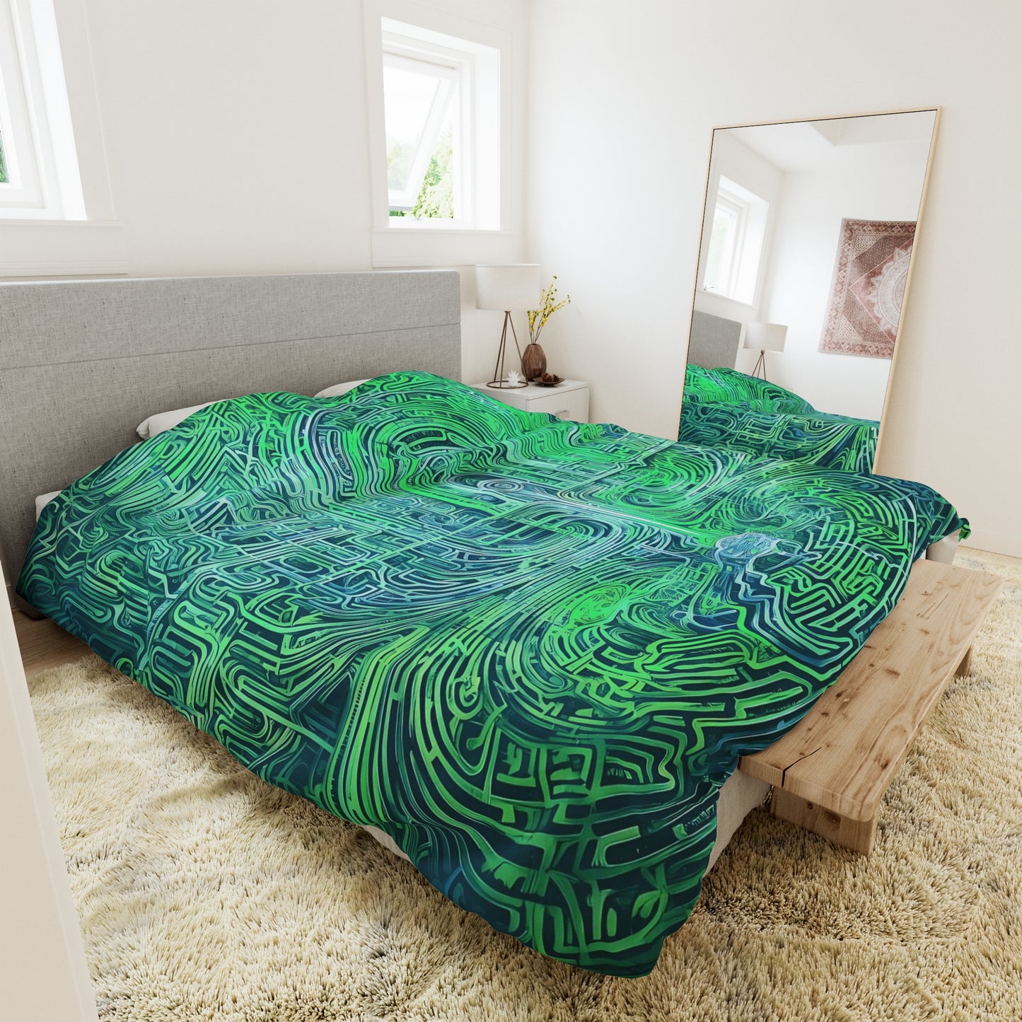 Duvet Cover - Mind Labyrinth Green