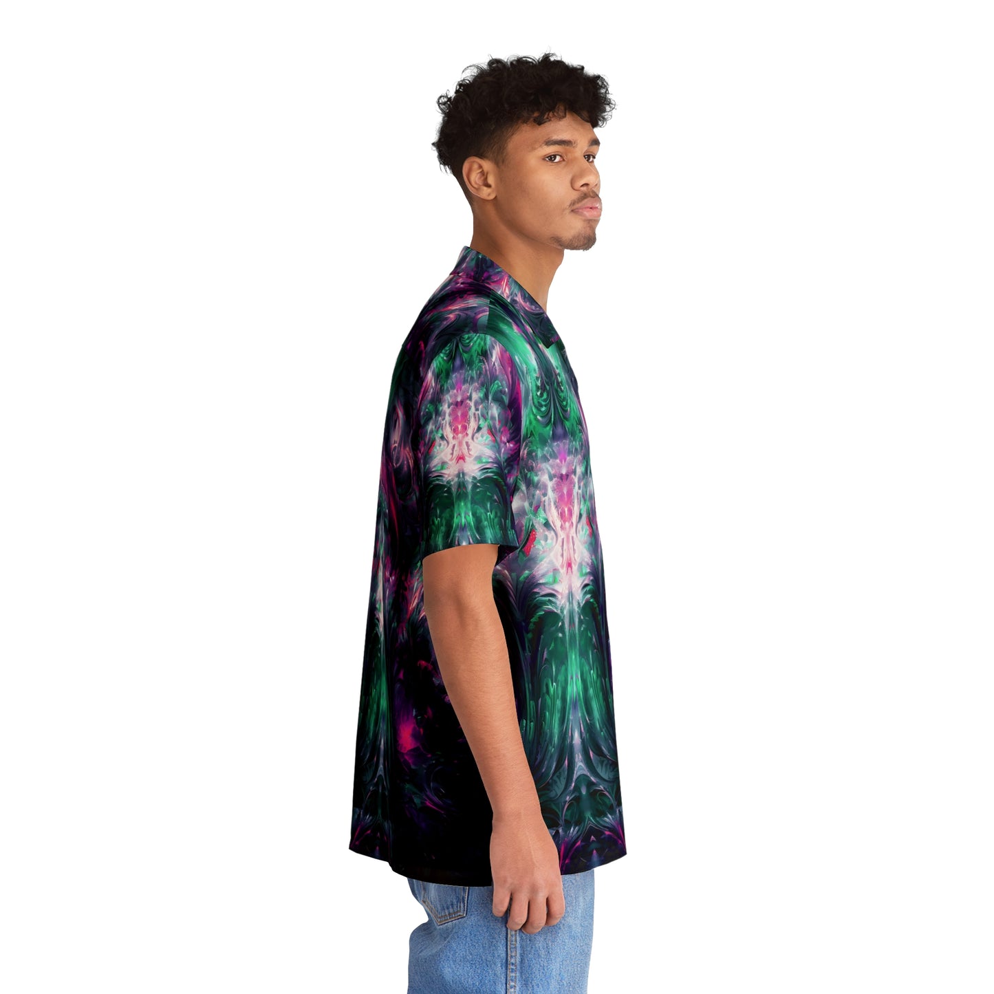 Men's Hawaiian Shirt (AOP) - Kaleidoscope Purple Green