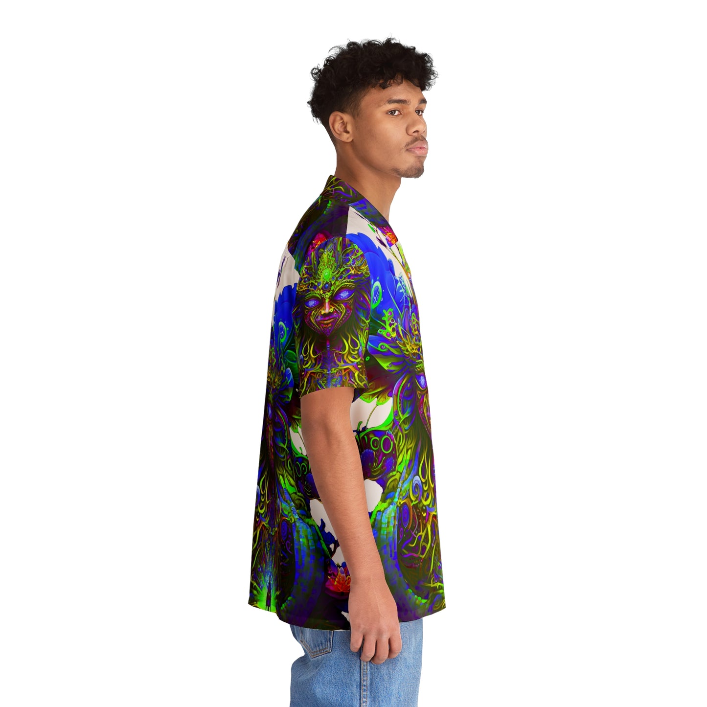 Men's Hawaiian Shirt (AOP) - Psychedelic Fairy Neon