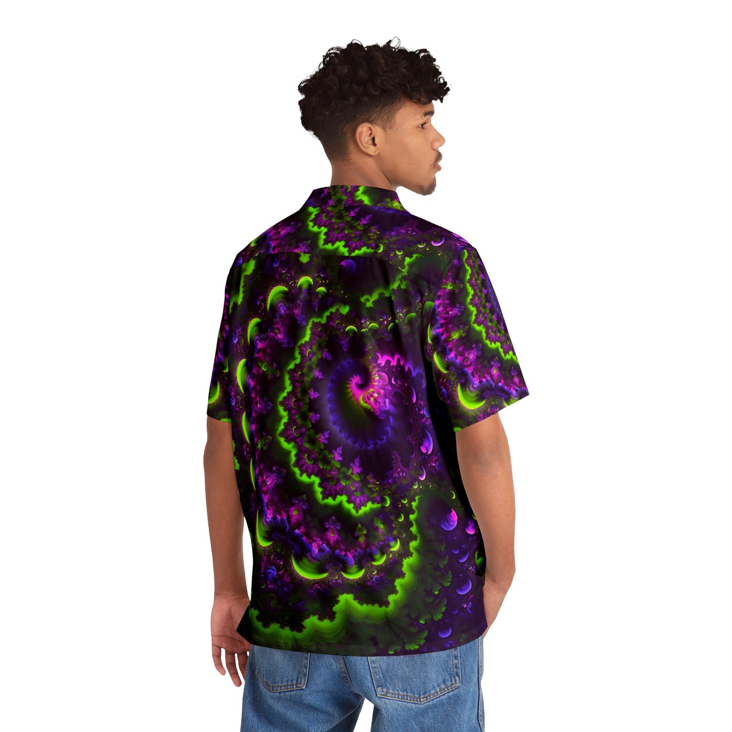Men's Hawaiian Shirt (AOP) - Mandelbrot Fractal Purple