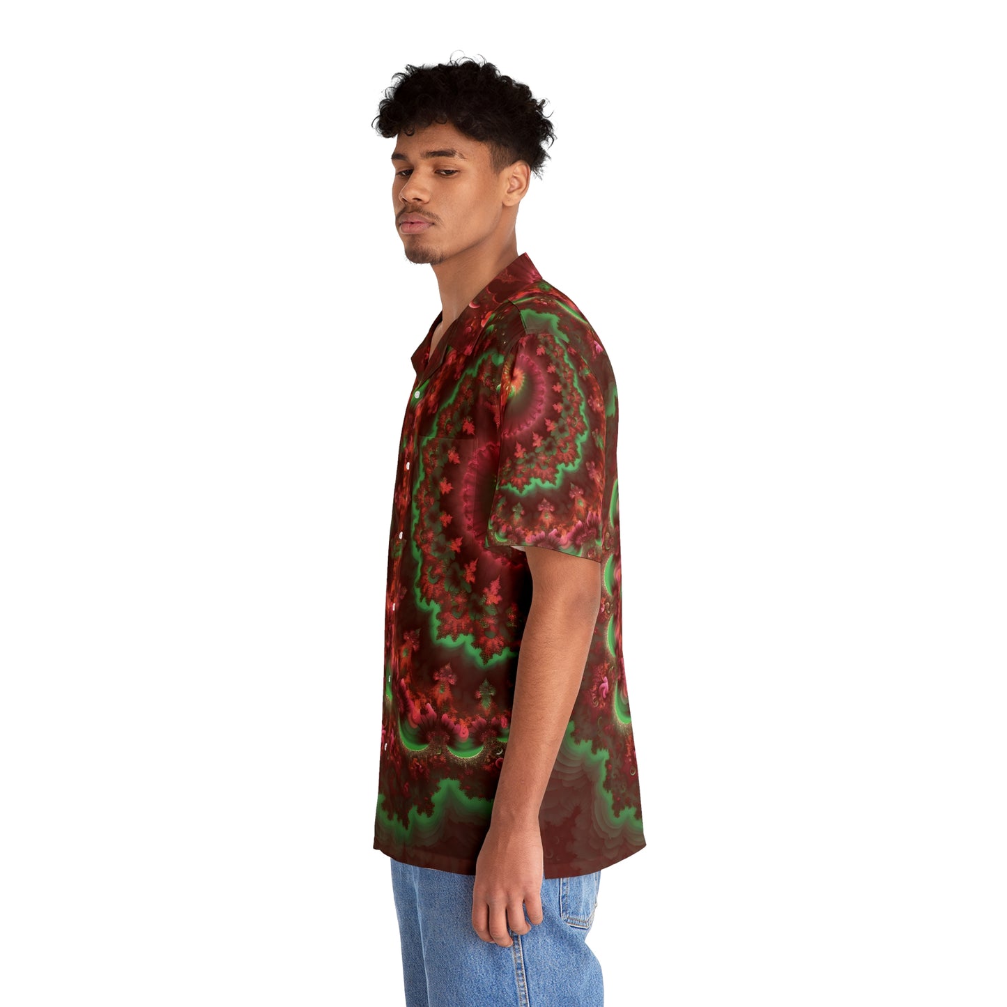 Men's Hawaiian Shirt (AOP) - Mandelbrot Fractal Pink