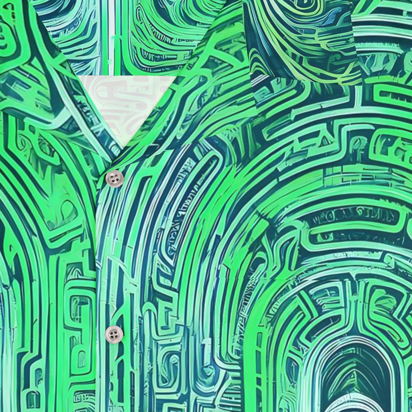 Men's Hawaiian Shirt (AOP) - Mind Labyrinth Green