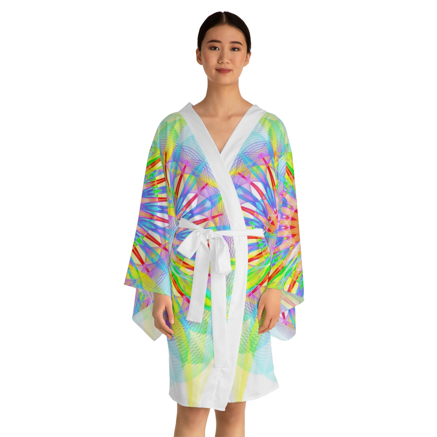 Long Sleeve Kimono Robe (AOP) - Star Flower