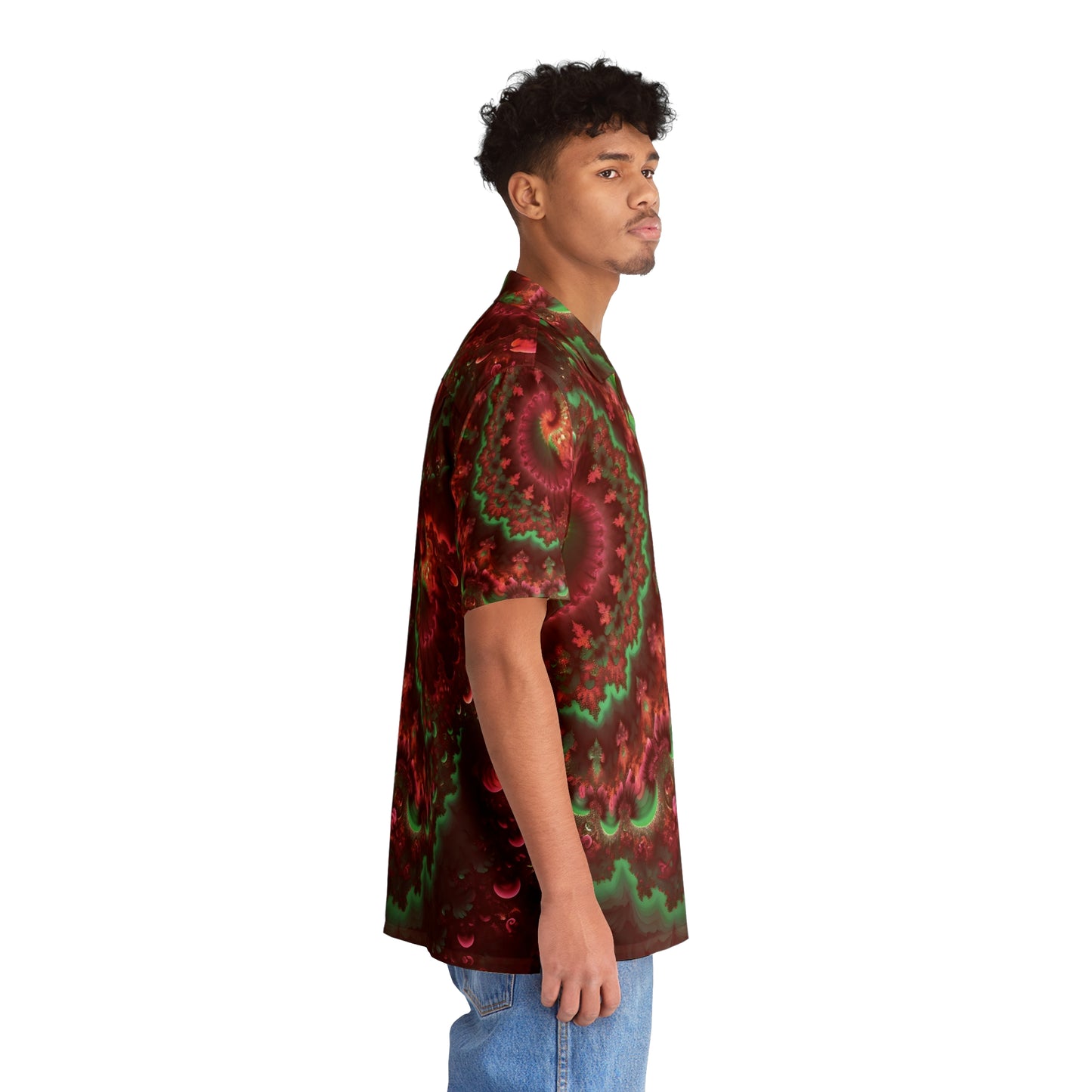 Men's Hawaiian Shirt (AOP) - Mandelbrot Fractal Pink