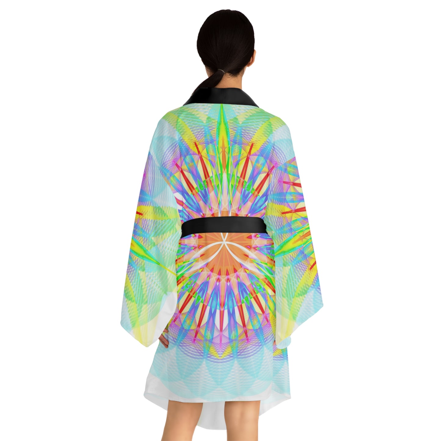 Long Sleeve Kimono Robe (AOP) - Star Flower