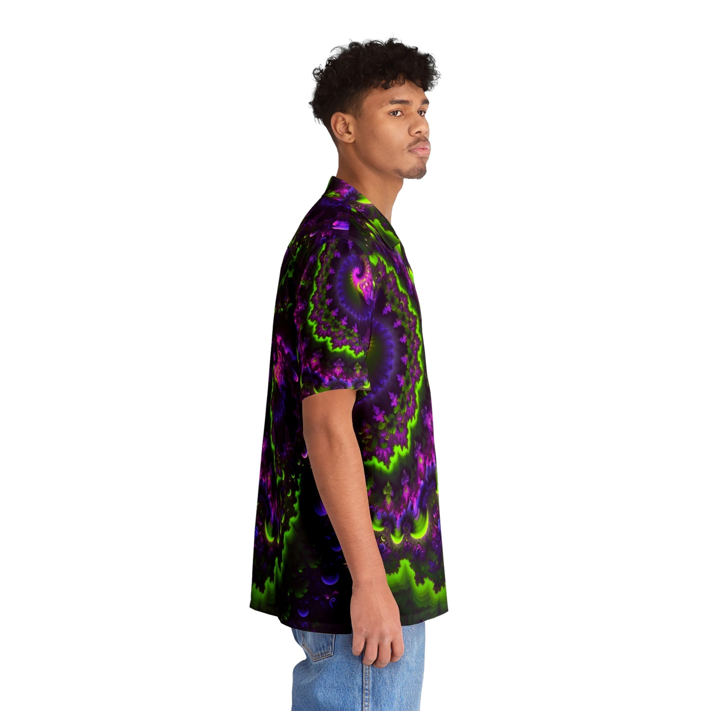 Men's Hawaiian Shirt (AOP) - Mandelbrot Fractal Purple