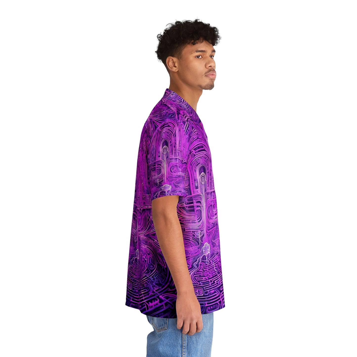 Men's Hawaiian Shirt (AOP) - Mind Labyrinth Purple