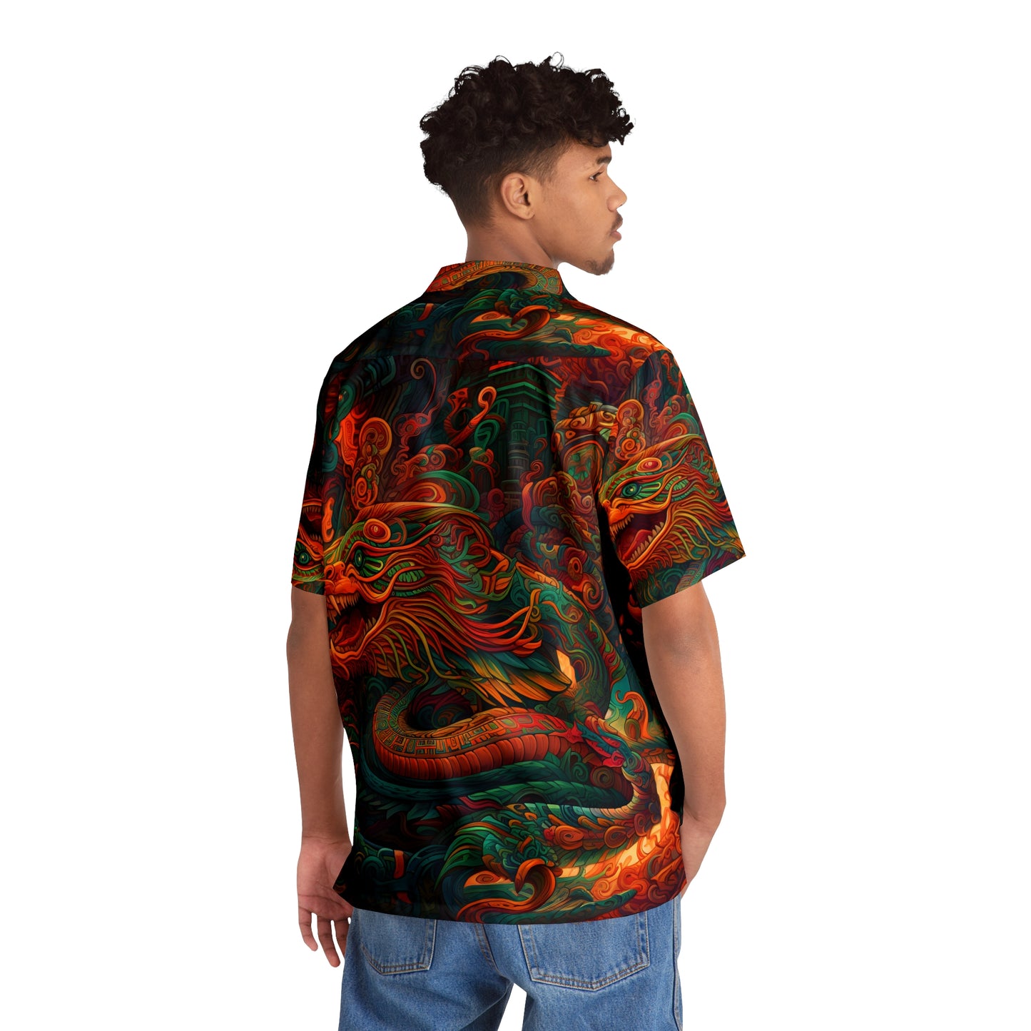 Men's Hawaiian Shirt (AOP) - Quetzalcoatl 1