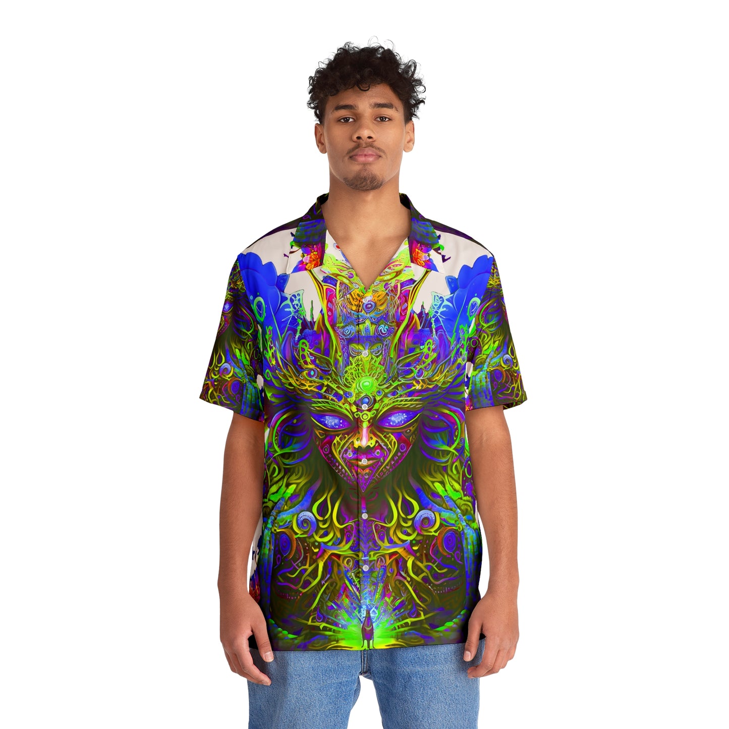 Men's Hawaiian Shirt (AOP) - Psychedelic Fairy Neon
