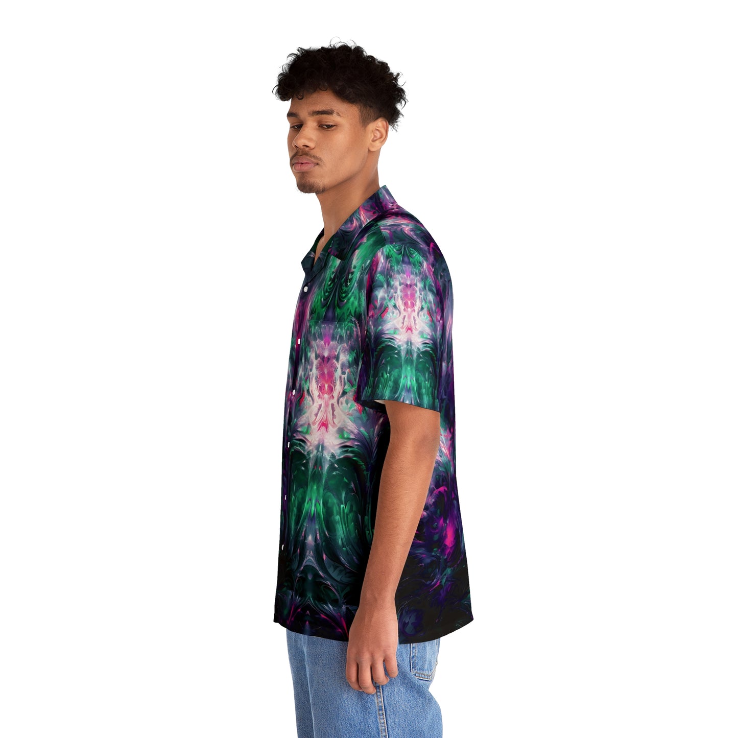 Men's Hawaiian Shirt (AOP) - Kaleidoscope Purple Green