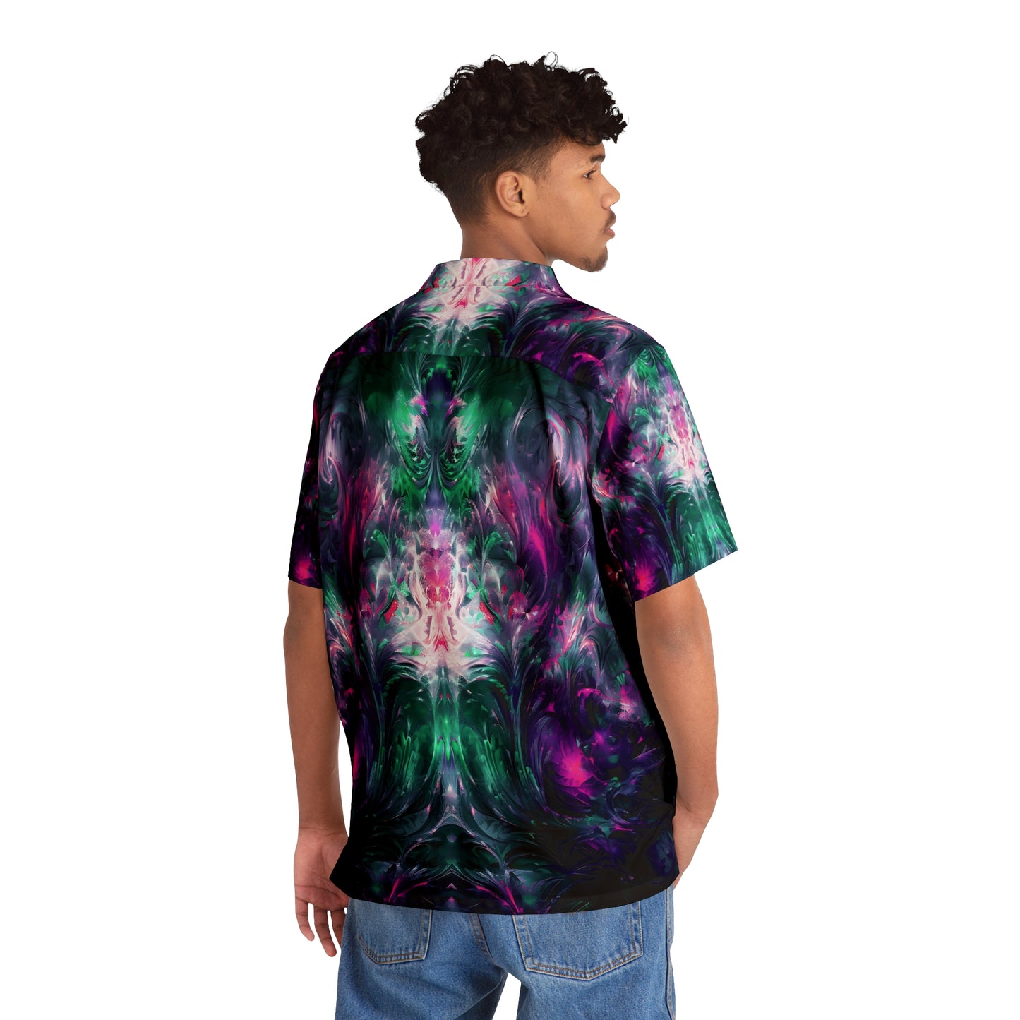 Men's Hawaiian Shirt (AOP) - Kaleidoscope Purple Green