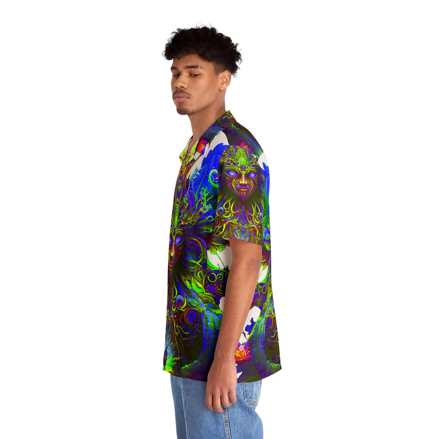 Men's Hawaiian Shirt (AOP) - Psychedelic Fairy Neon