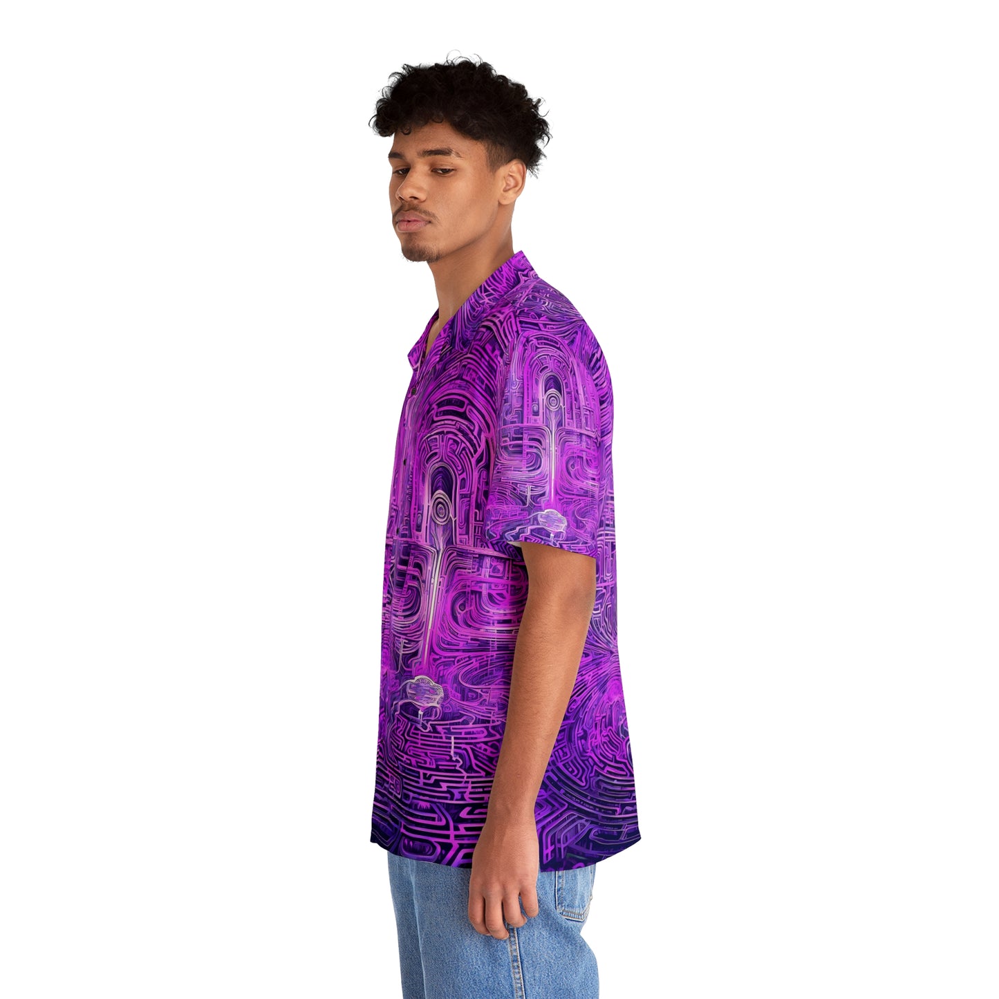 Men's Hawaiian Shirt (AOP) - Mind Labyrinth Purple