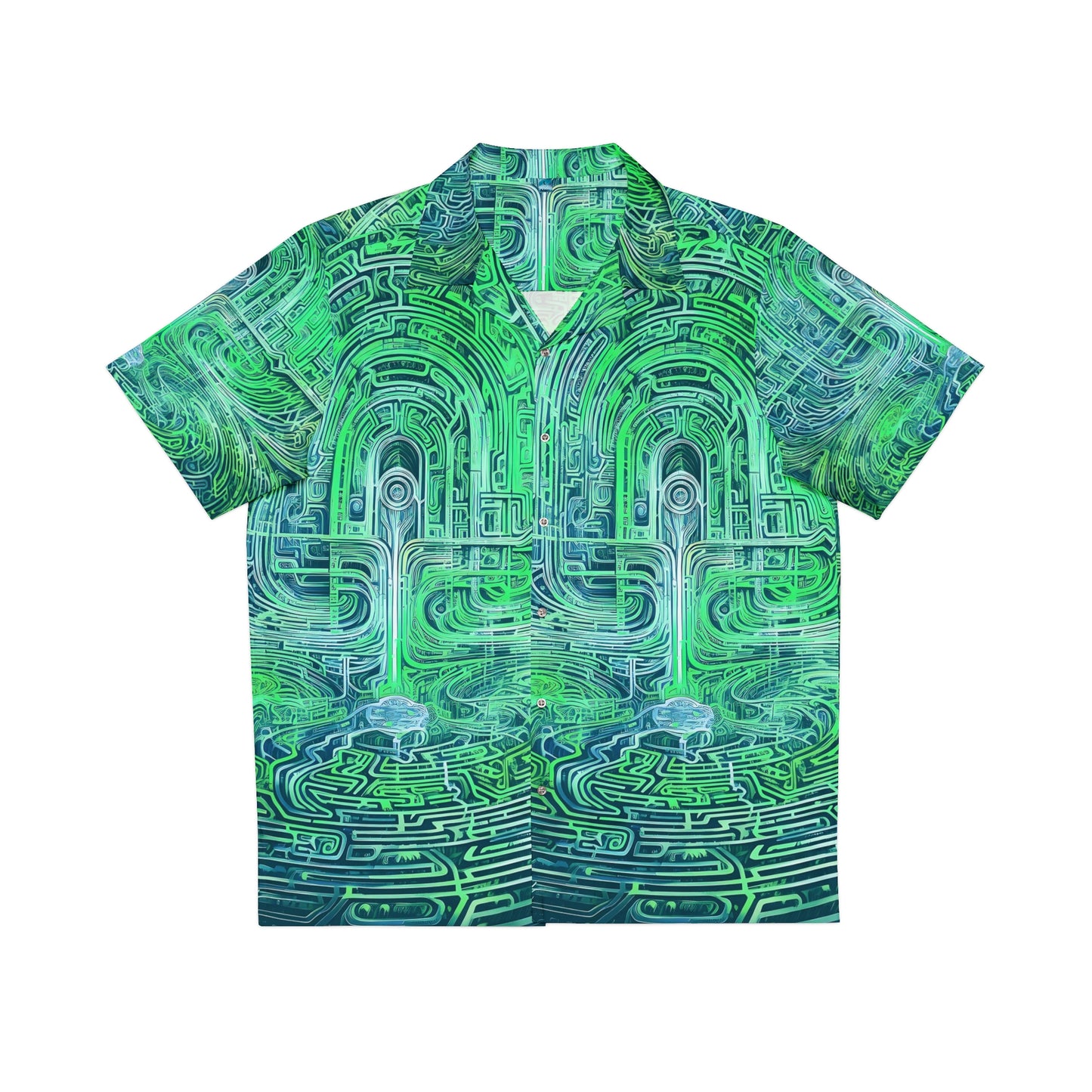 Men's Hawaiian Shirt (AOP) - Mind Labyrinth Green