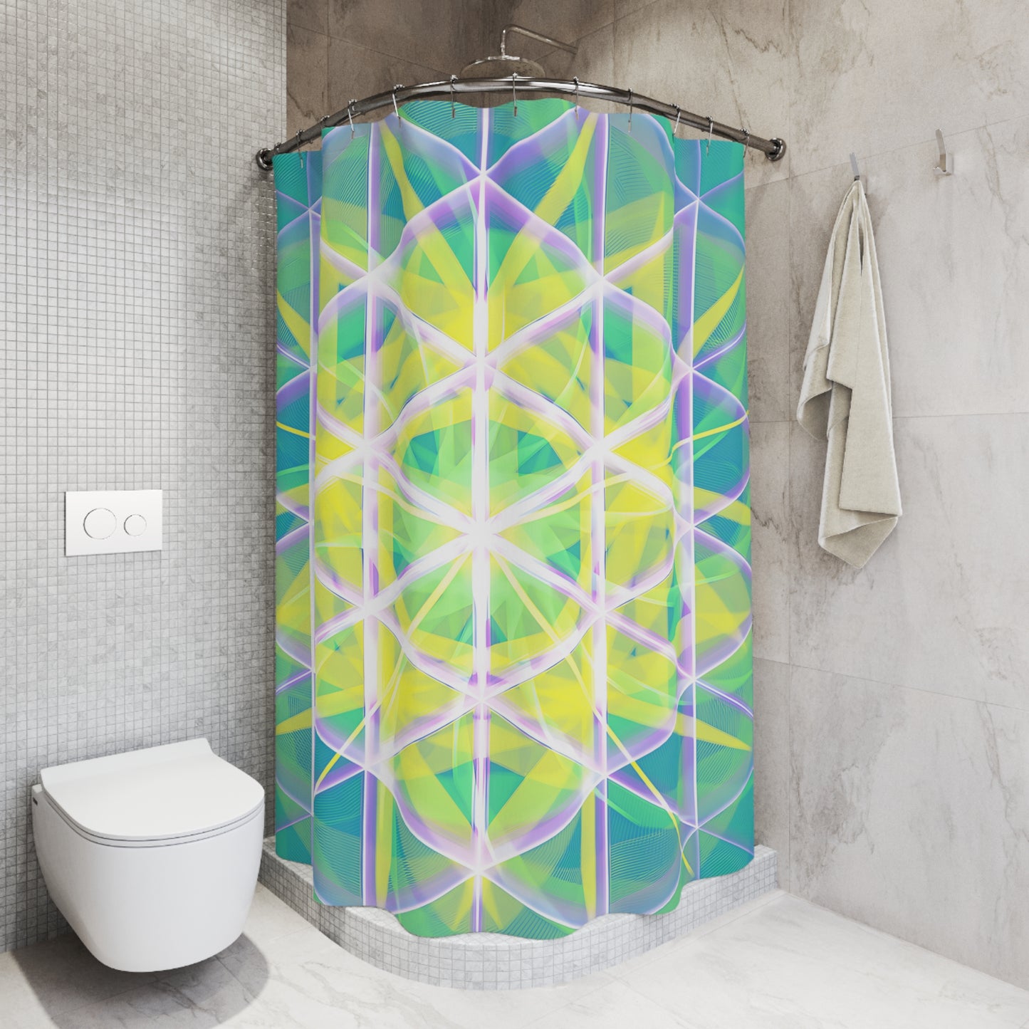 Polyester Shower Curtain - Catherine Wheel Grid 2