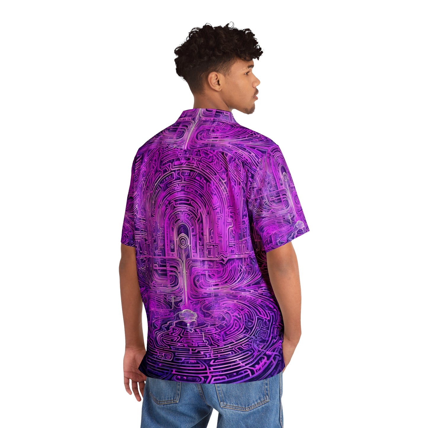 Men's Hawaiian Shirt (AOP) - Mind Labyrinth Purple