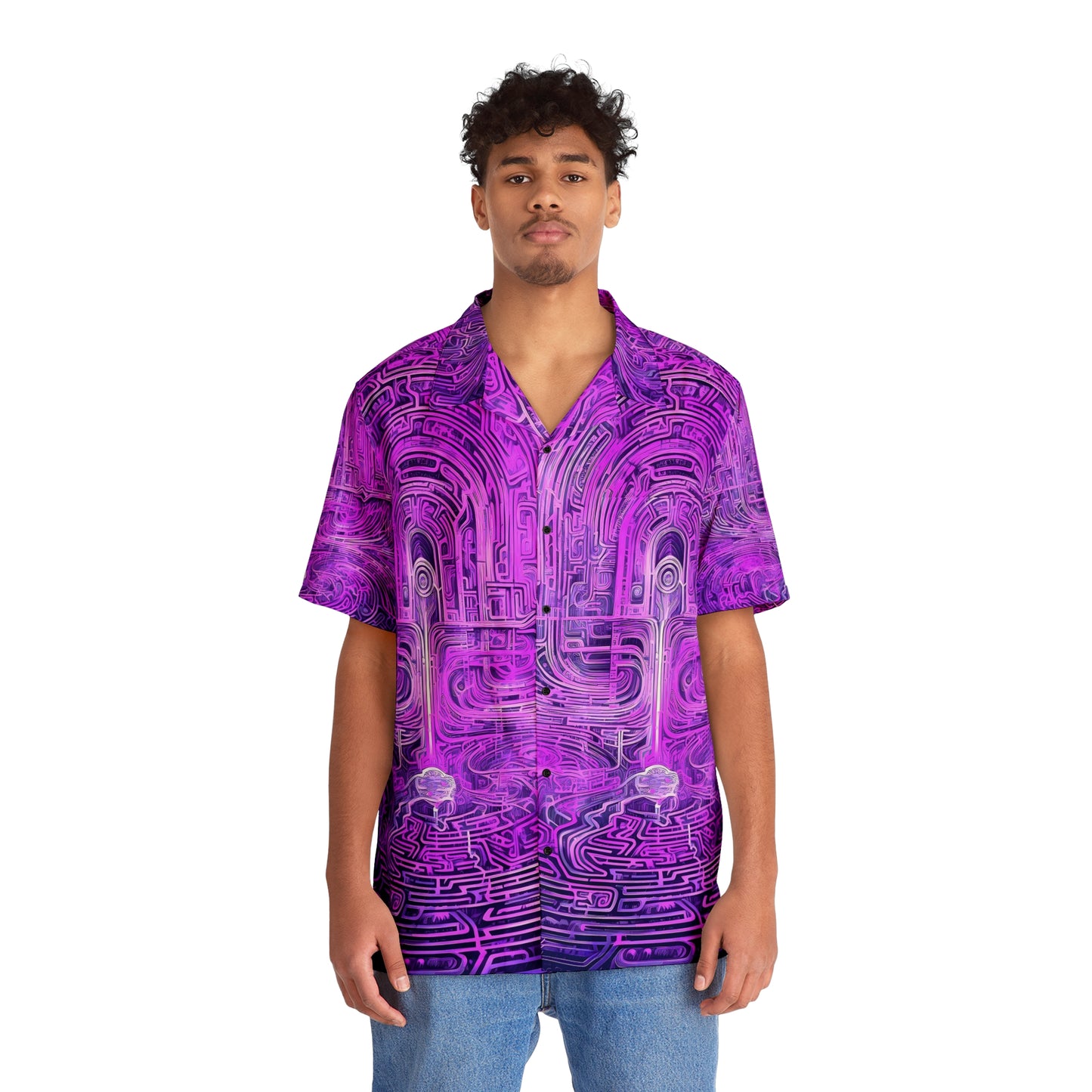 Men's Hawaiian Shirt (AOP) - Mind Labyrinth Purple