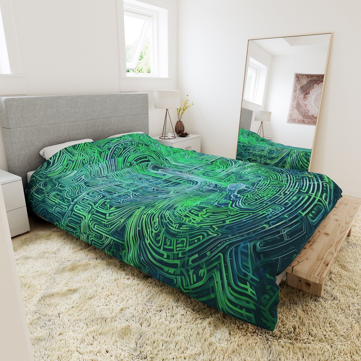 Duvet Cover - Mind Labyrinth Green