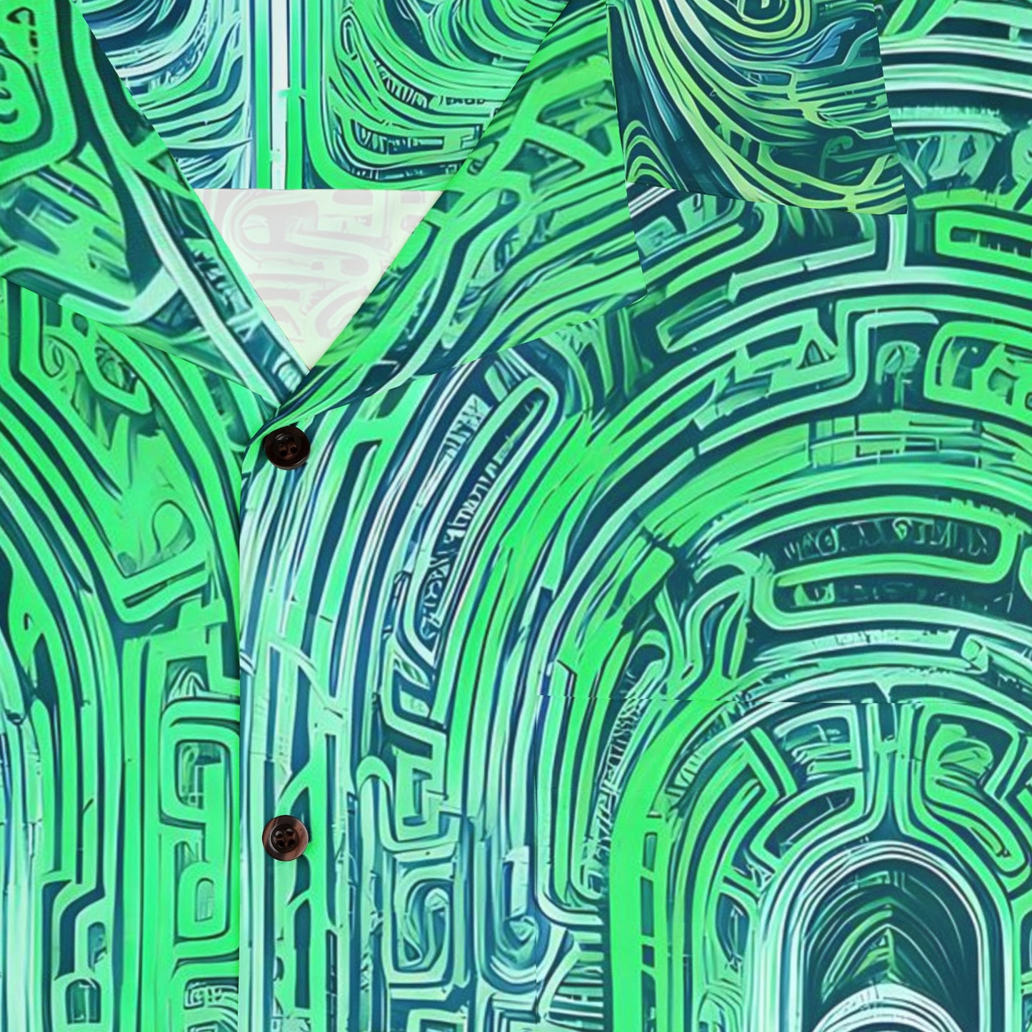 Men's Hawaiian Shirt (AOP) - Mind Labyrinth Green