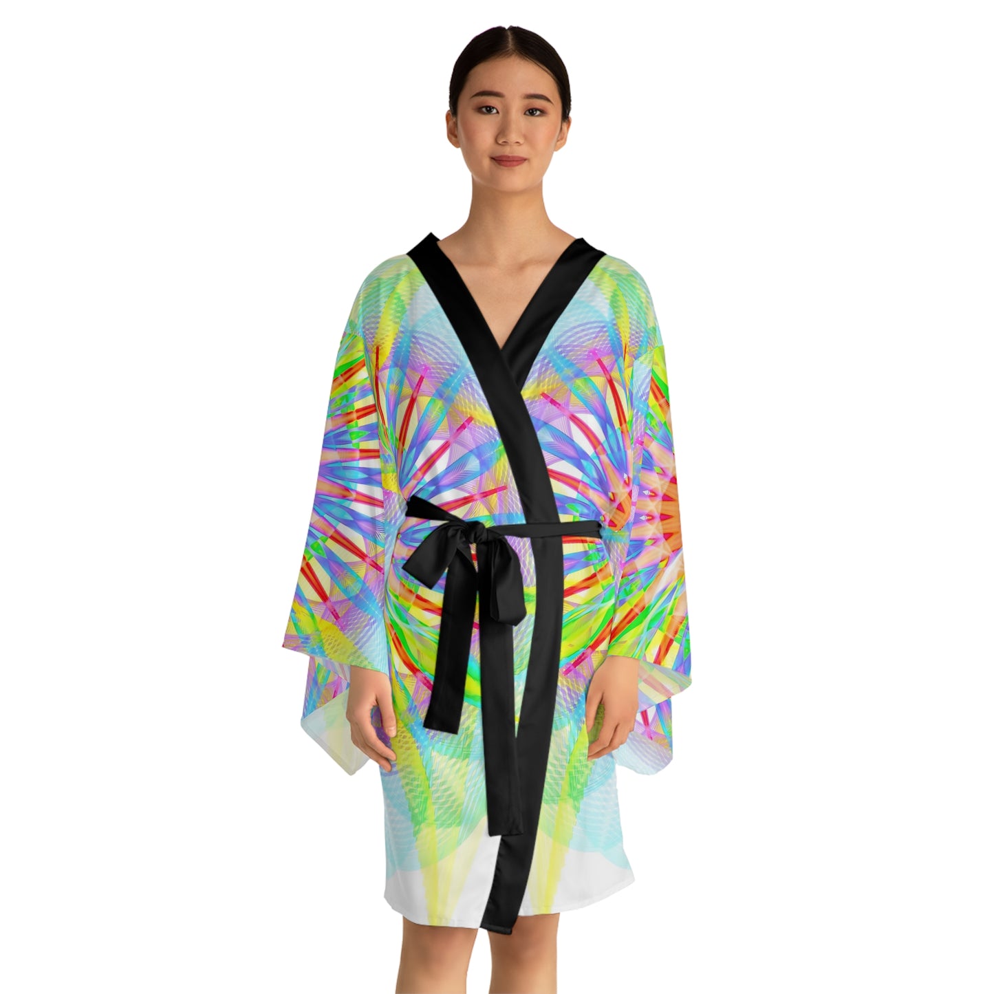 Long Sleeve Kimono Robe (AOP) - Star Flower