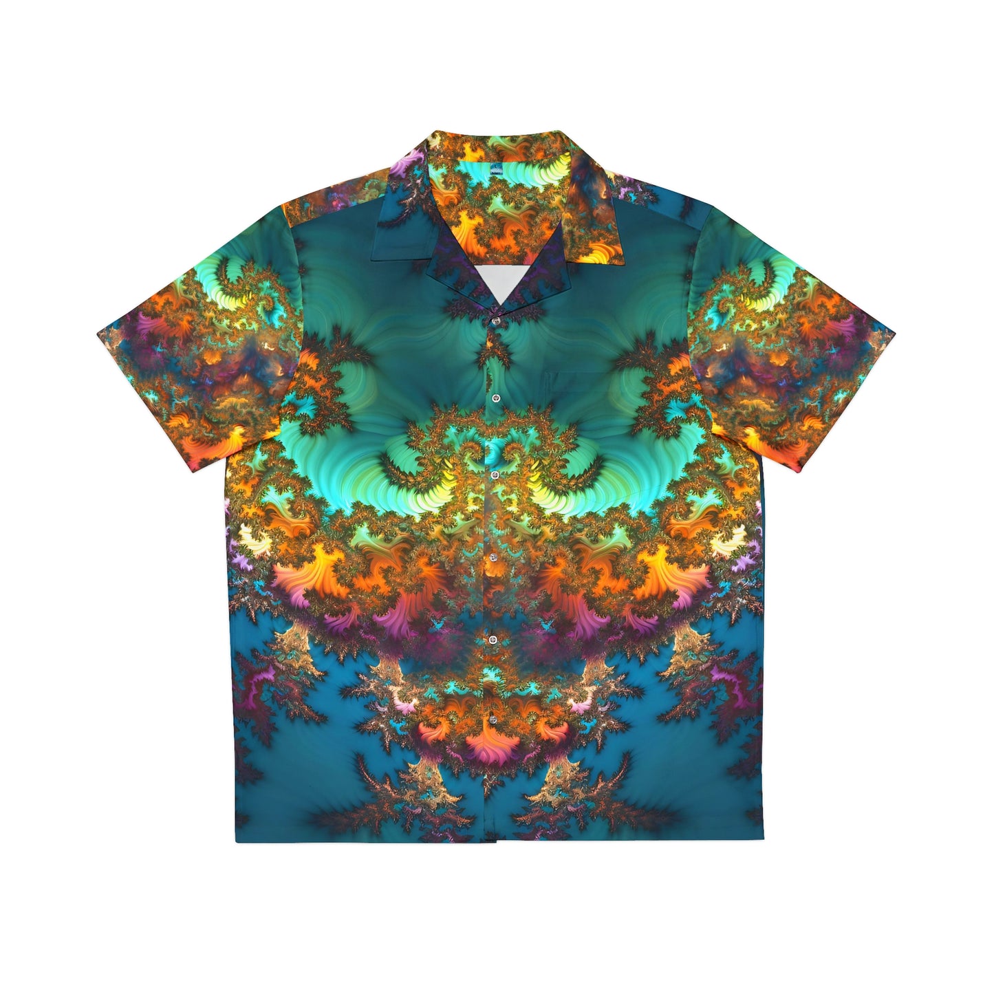 Men's Hawaiian Shirt (AOP) - Fractals Turquoise