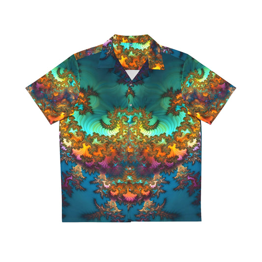 Men's Hawaiian Shirt (AOP) - Fractals Turquoise