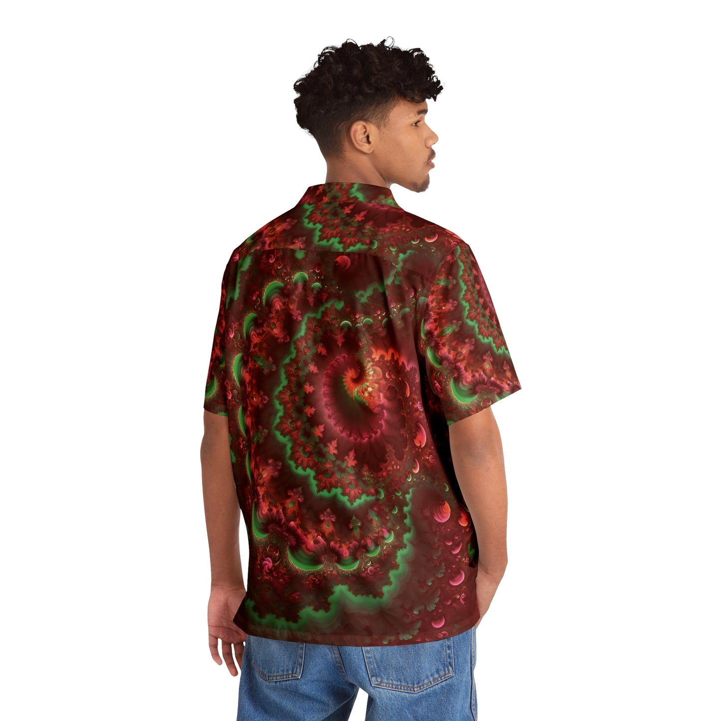 Men's Hawaiian Shirt (AOP) - Mandelbrot Fractal Pink