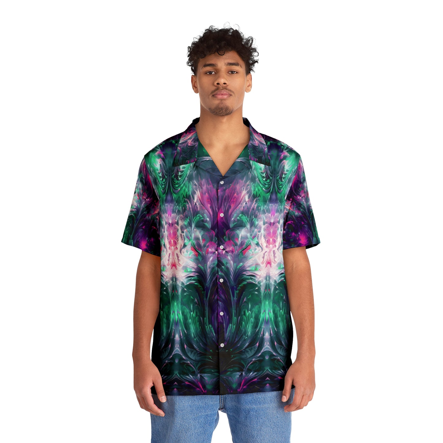 Men's Hawaiian Shirt (AOP) - Kaleidoscope Purple Green