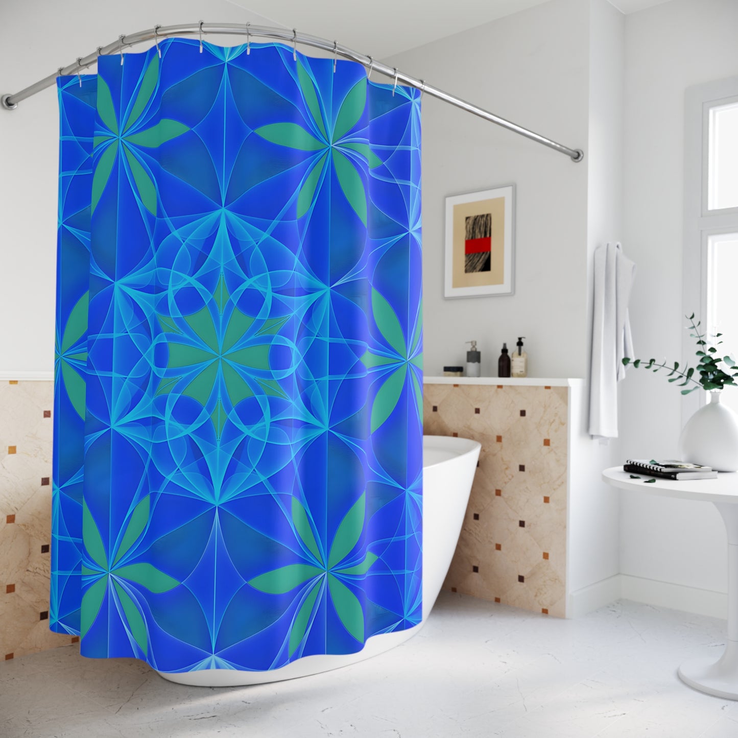 Polyester Shower Curtain - Blue Seeds