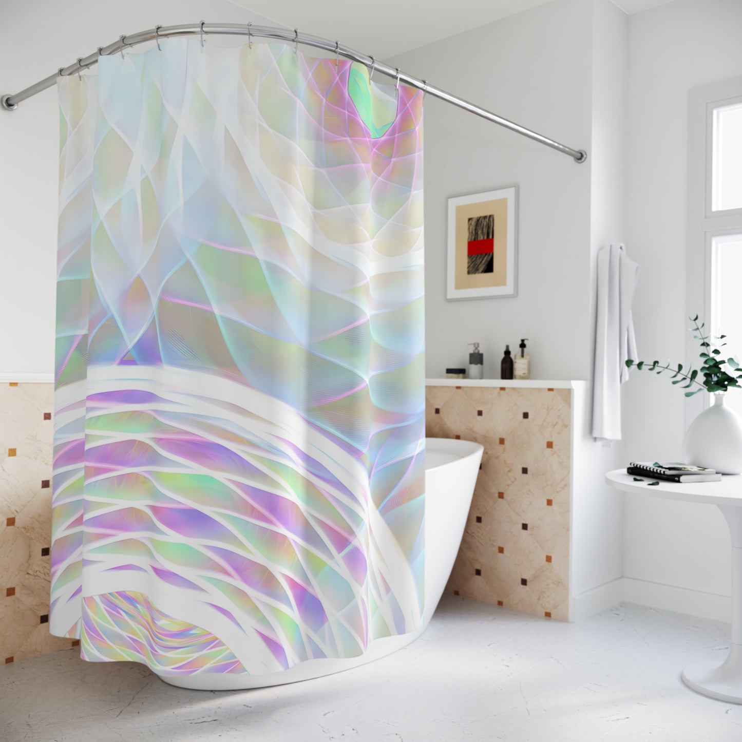 Polyester Shower Curtain - Harlequin Snow