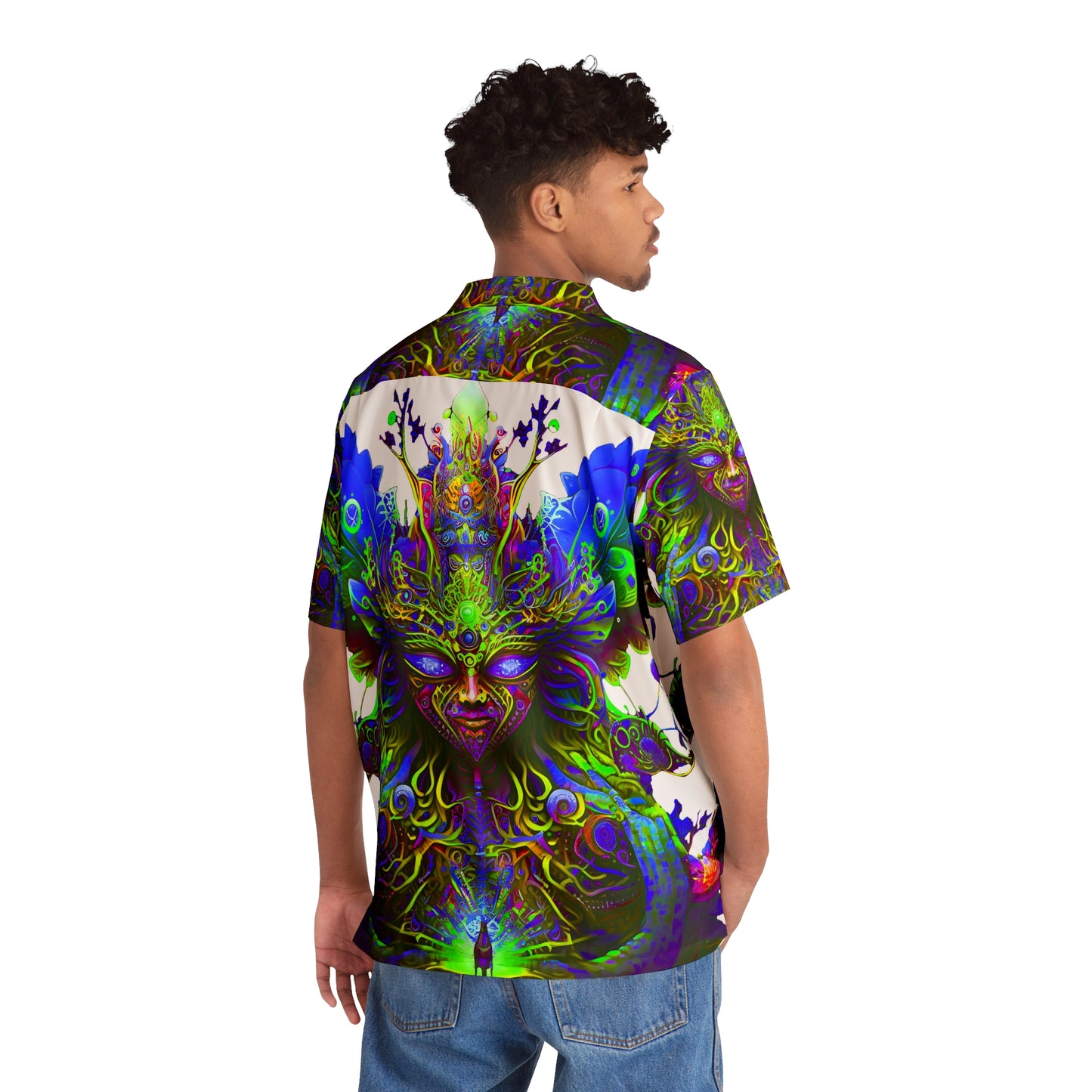 Men's Hawaiian Shirt (AOP) - Psychedelic Fairy Neon