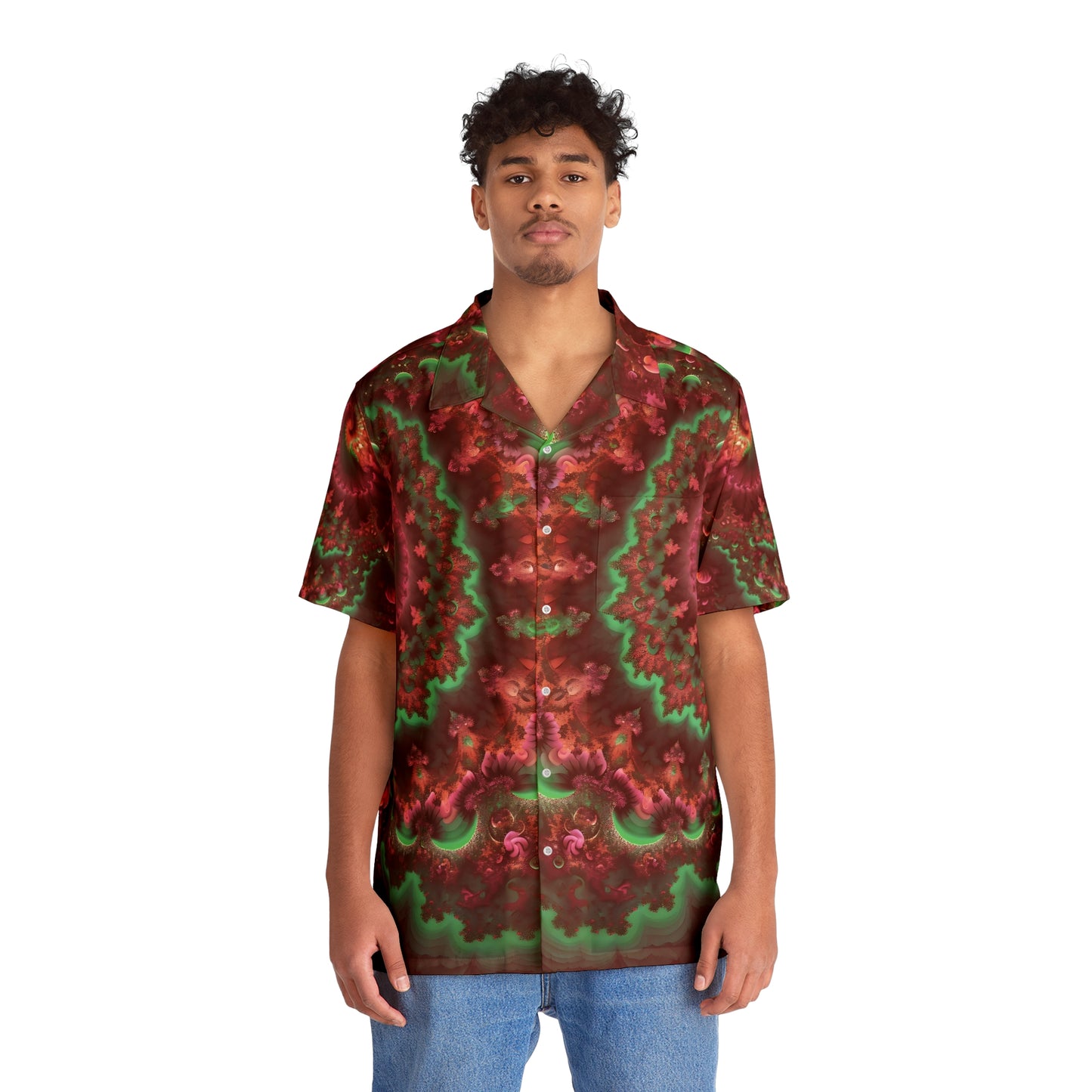Men's Hawaiian Shirt (AOP) - Mandelbrot Fractal Pink