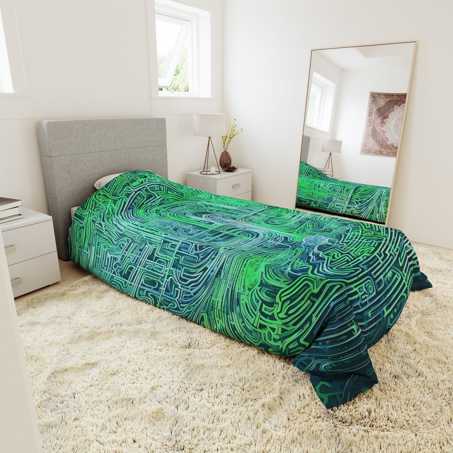 Duvet Cover - Mind Labyrinth Green