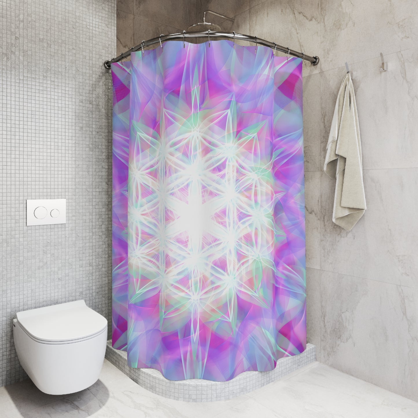 Polyester Shower Curtain - Pink Seeds