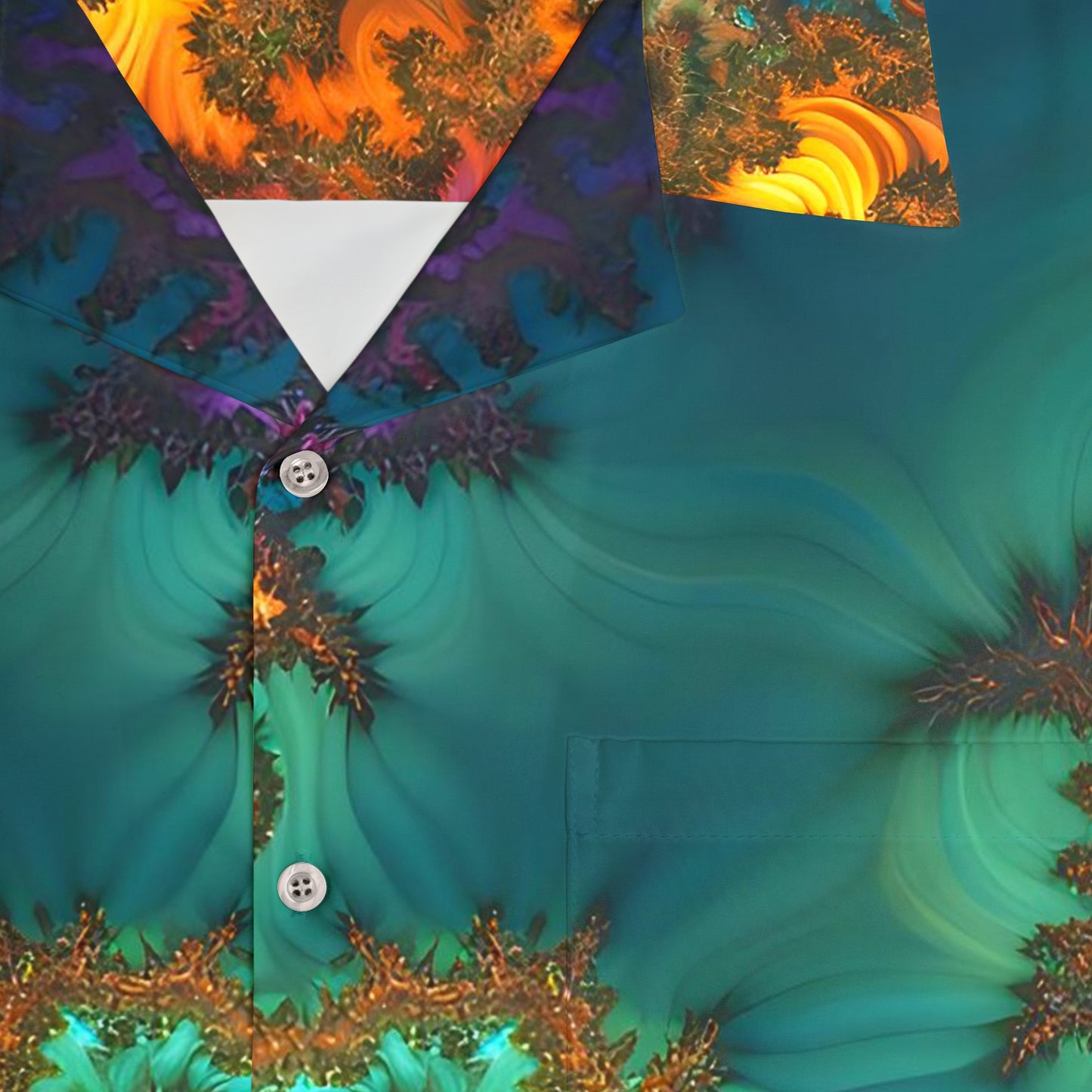Men's Hawaiian Shirt (AOP) - Fractals Turquoise