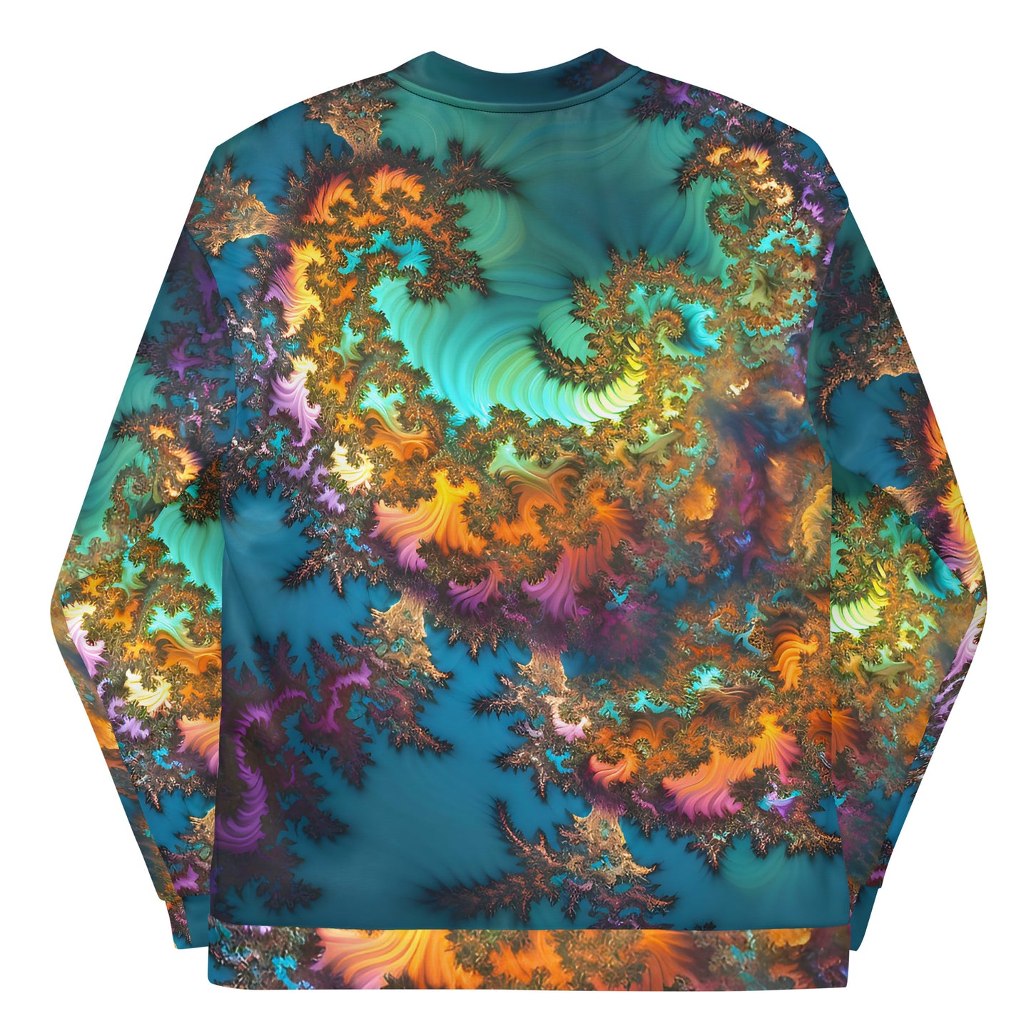 Unisex Bomber Jacket - Fractals Turquoise