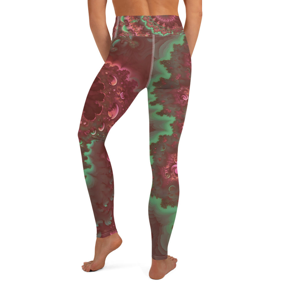 Yoga Leggings - Mandelbrot Fractal Pink