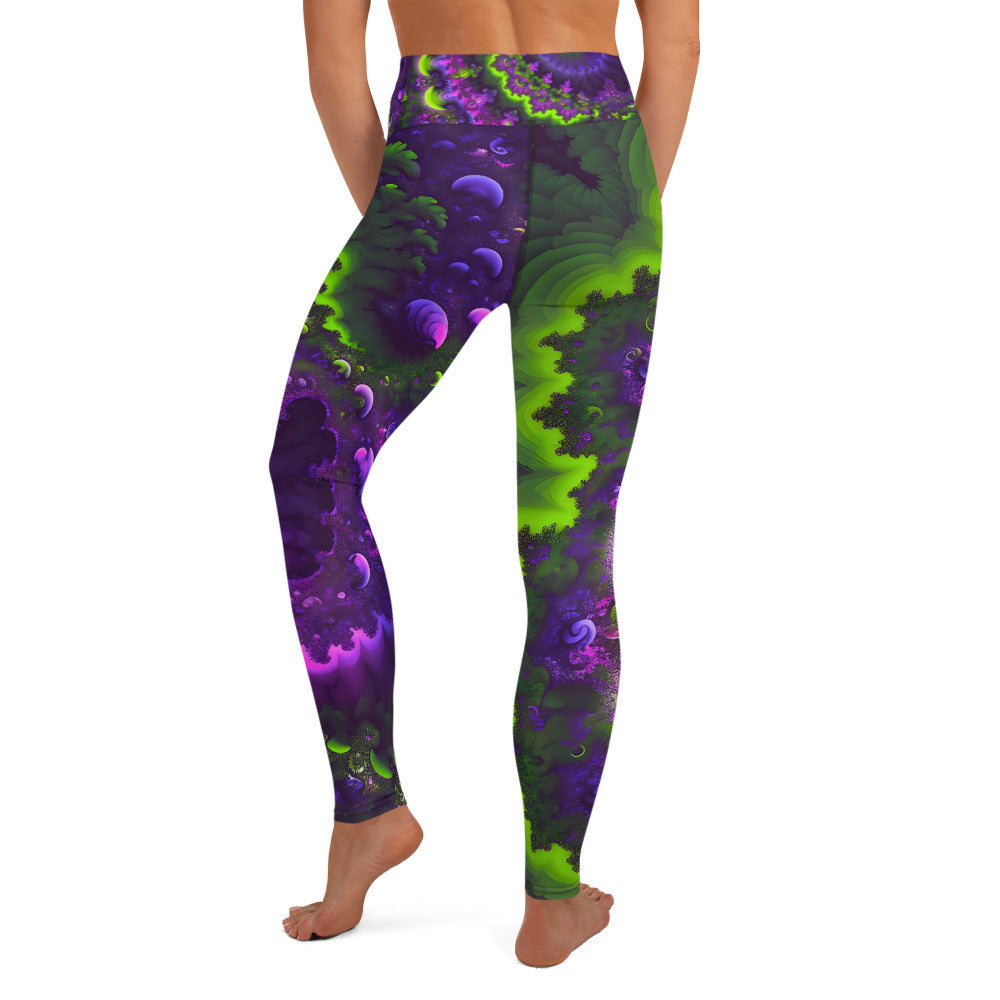 Yoga Leggings - Mandelbrot Fractal Purple